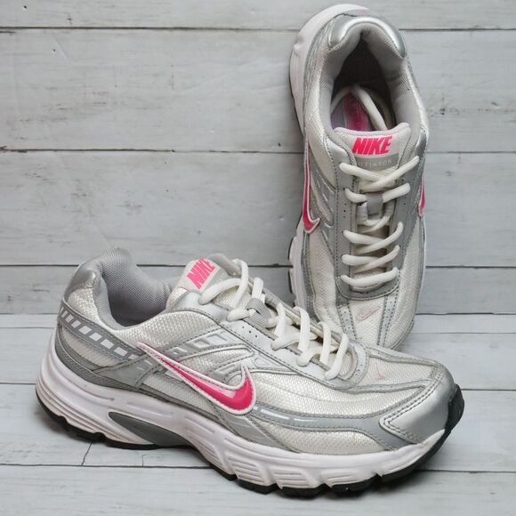 Nike Womens Size 6 Run Initiator White Silver Pink Running Sneakers - Picture 1 of 8